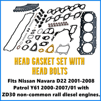 Head gasket set Navara D22 2001-2008 Patrol Y61 2000-2007 with ZD30 non-common rail diesel engines