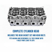 Complete YD25 cylinder head assembly supplied with camshafts