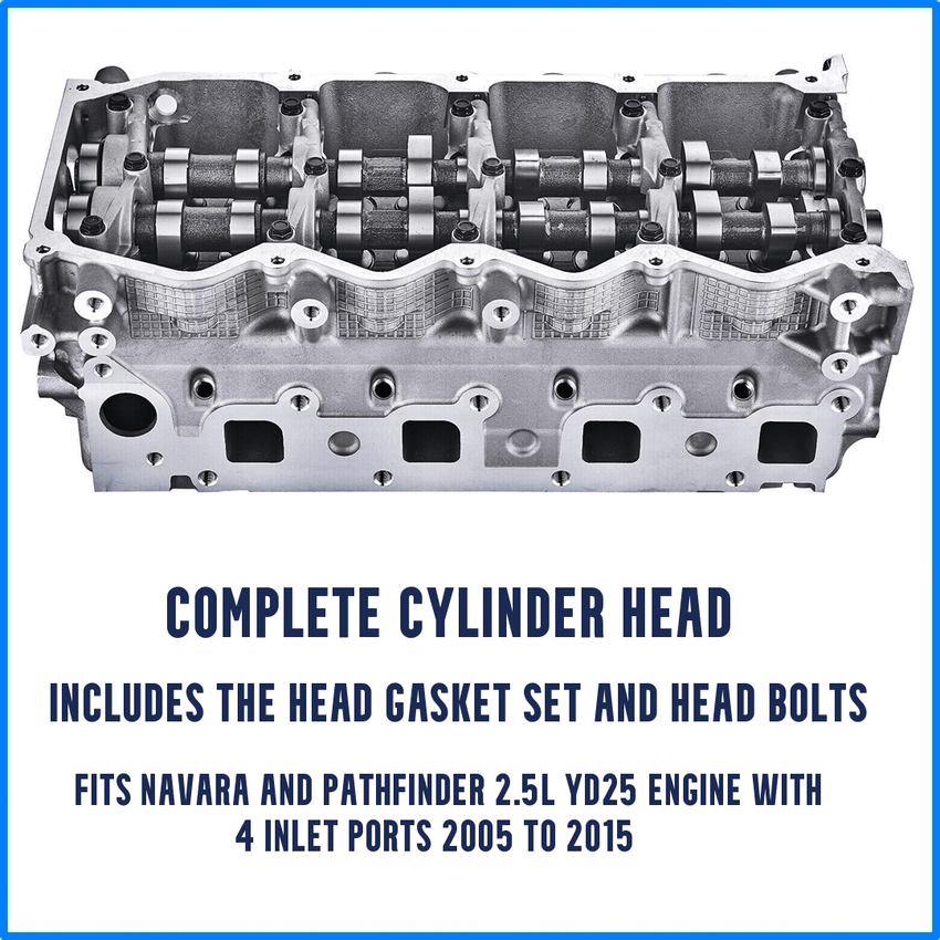 Assembled Cylinder Head Nissan Navara YD25 2.5L with Four inlet Ports - Cylinder Head Supply Midland