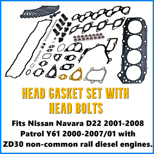 Head Gasket Set Nissan Patrol ZD30 With Head Bolts Non Common Rail - Cylinder Head Supply Midland