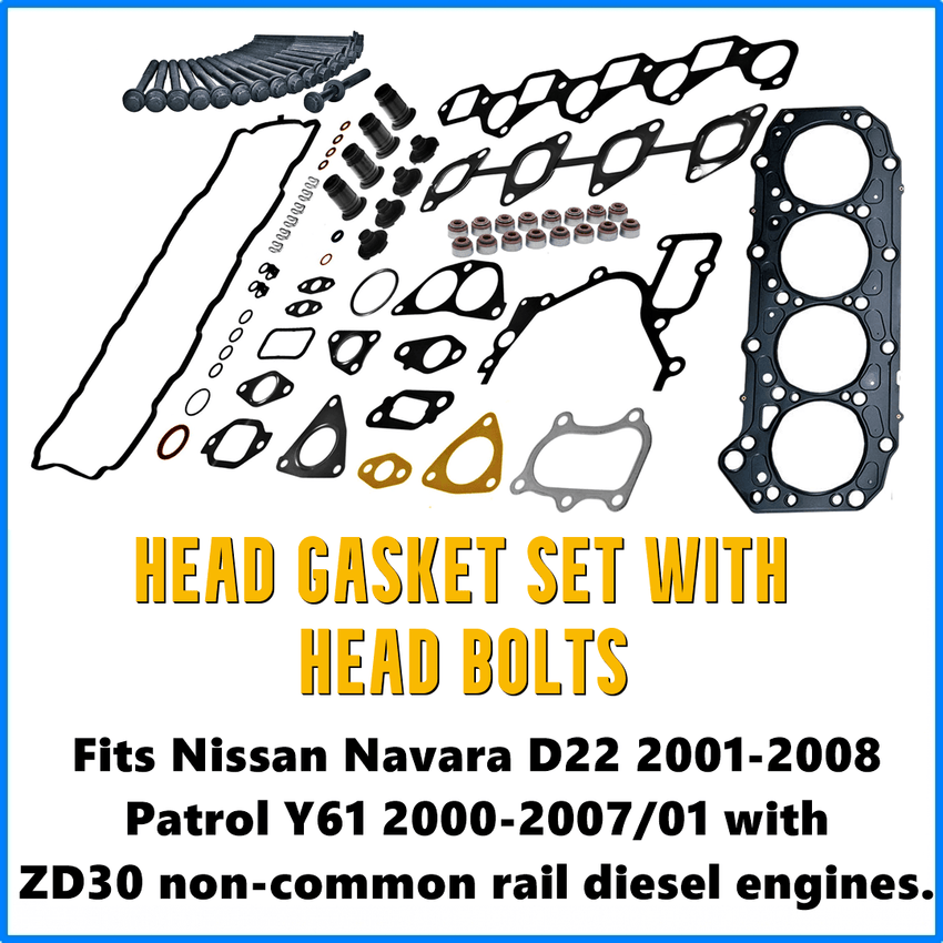 Head Gasket Set Nissan Patrol ZD30 With Head Bolts Non Common Rail - Cylinder Head Supply Midland