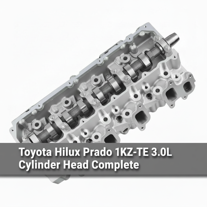 Toyota Hilux Prado 1KZ-TE Cylinder Head with text overlay